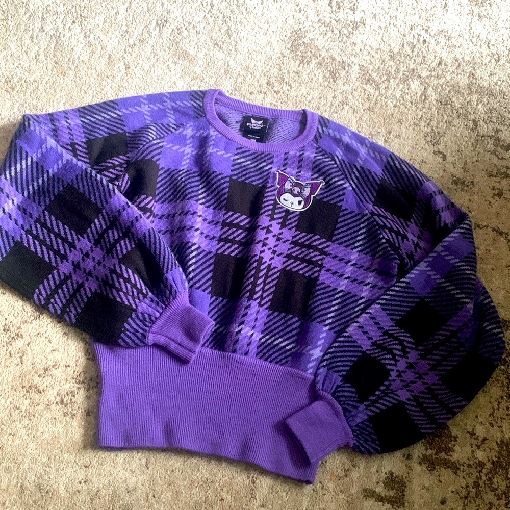 Kuromi Sanrio purple/black knit sweater size small